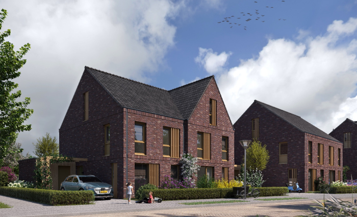 Impressie twee-onder-een-kap woningen Overbos 